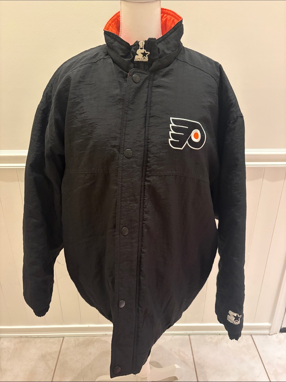 STARTER Black and Orange Philadelphia Flyers Bomber Jacket